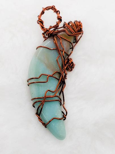 Caribbean calcite Moon Necklace