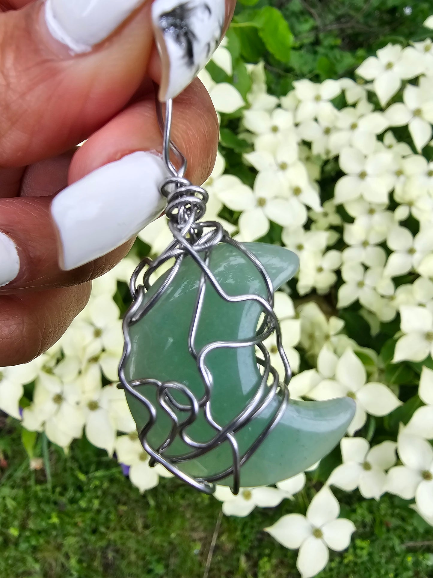 Green Aventurine Moon Necklace.