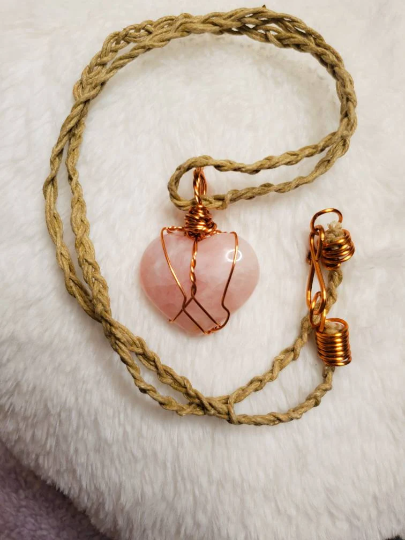 Collier Coeur Quartz Rose